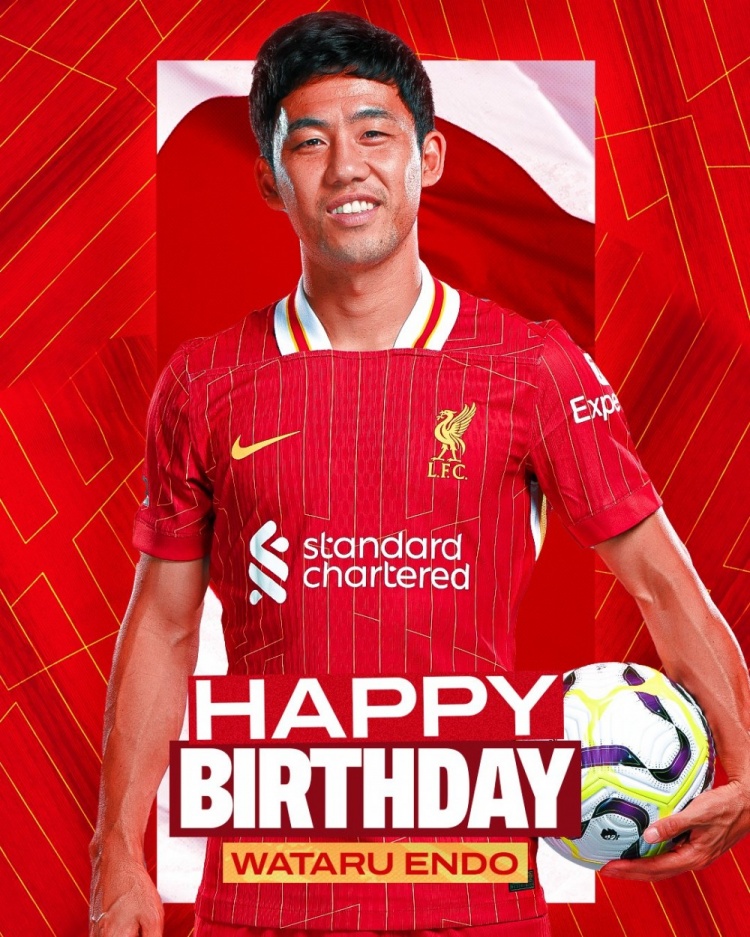  利物浦祝遠藤航32歲生日快樂，球員加盟紅軍至今出戰(zhàn)62場比賽
