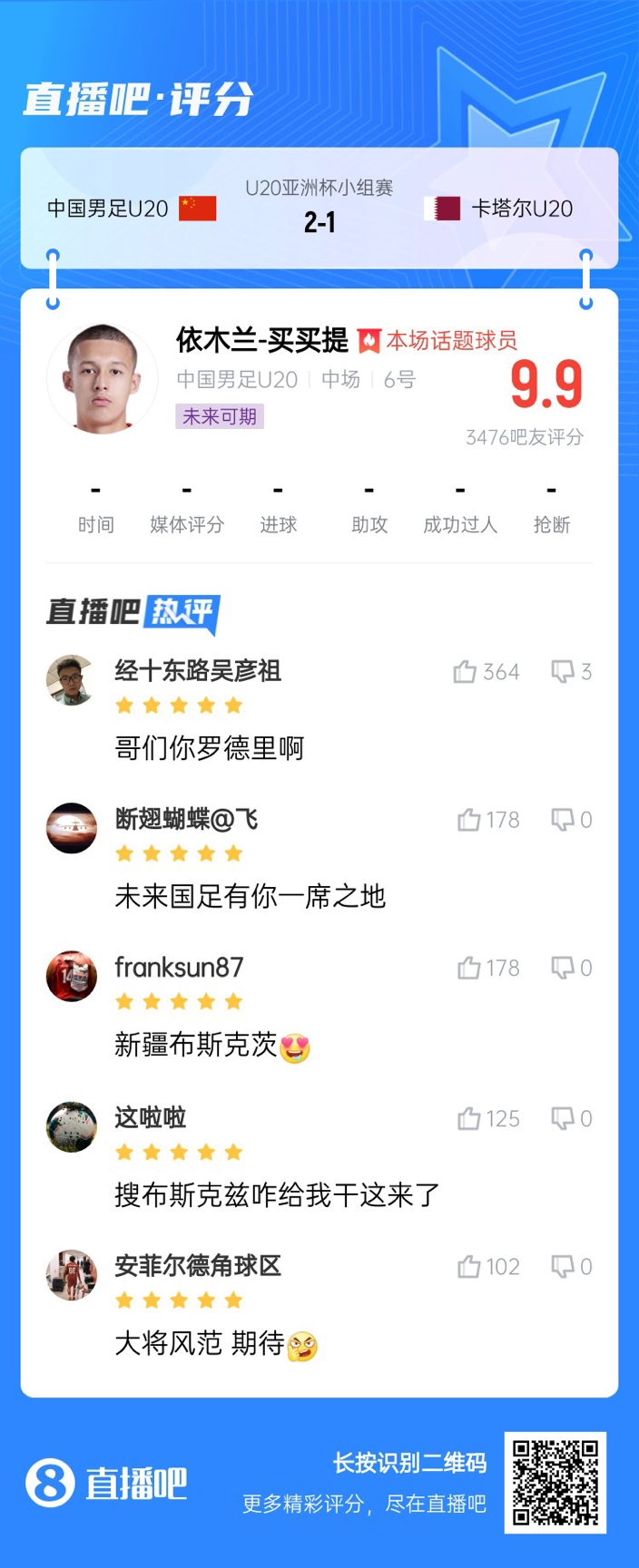  依木蘭+陳澤仕泰山中場連線！19歲依木蘭獲封：新疆布斯克茨！