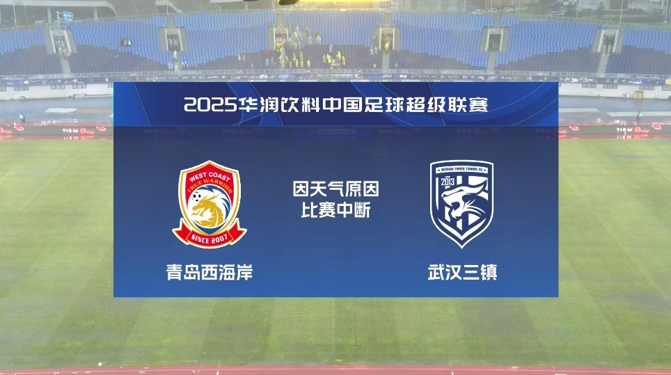  比賽延期！青島西海岸vs武漢三鎮(zhèn)進(jìn)行至18分鐘，因天氣中斷30分鐘