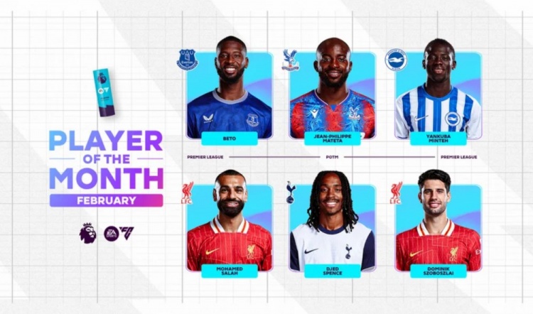  英超2月最佳候選：貝托、馬特塔、明特、薩拉赫、斯賓塞、索博